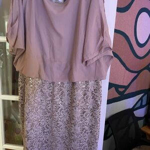 Catherines Chai Latte Midi Dress with Dolman Sleeves and Cowl Neck